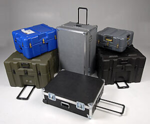 A group of suitcases sitting on top of each other.
